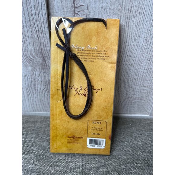 Great American Angel Wing & Cross Charm Leather Cord Necklace - Picture 6 of 6